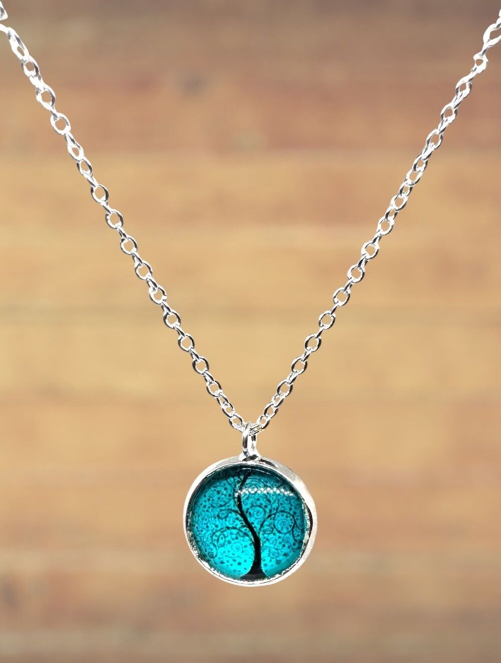 Blue Tree of Life Charm on Sterling Indio Jewelry Necklace #7065 - Picture 5 of 6